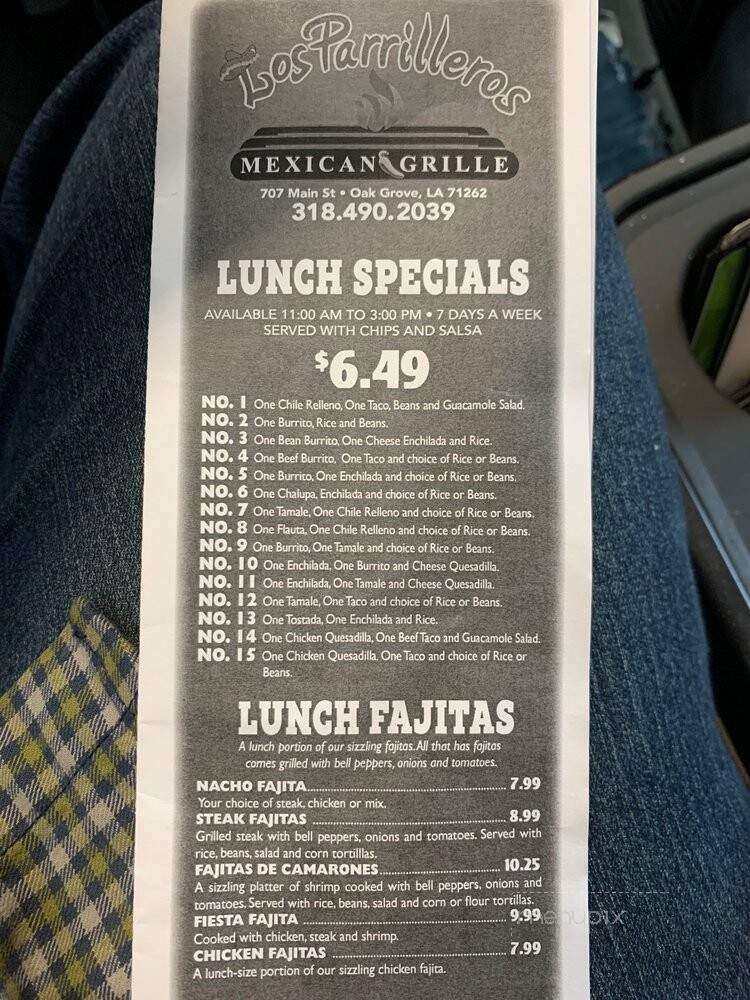 Los Parrilleros Mexican Grille - Oak Grove, LA menu_pic