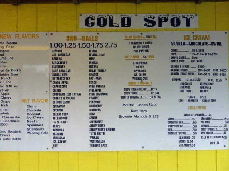Cold Spot - Marrero, LA menu_pic
