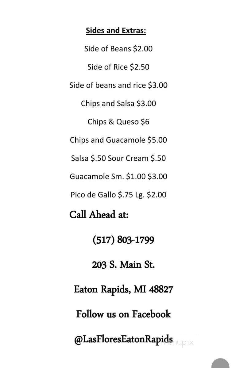 Las Flores - Eaton Rapids, MI menu_pic