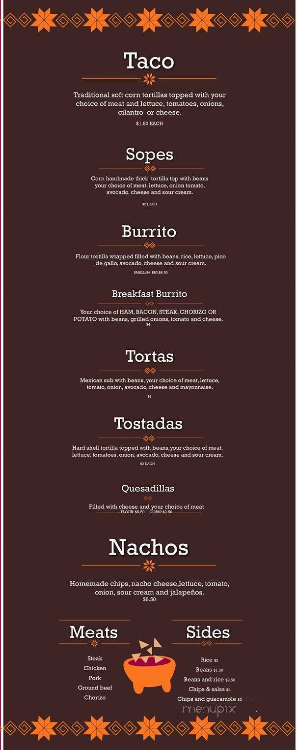 Las Flores - Eaton Rapids, MI menu_pic