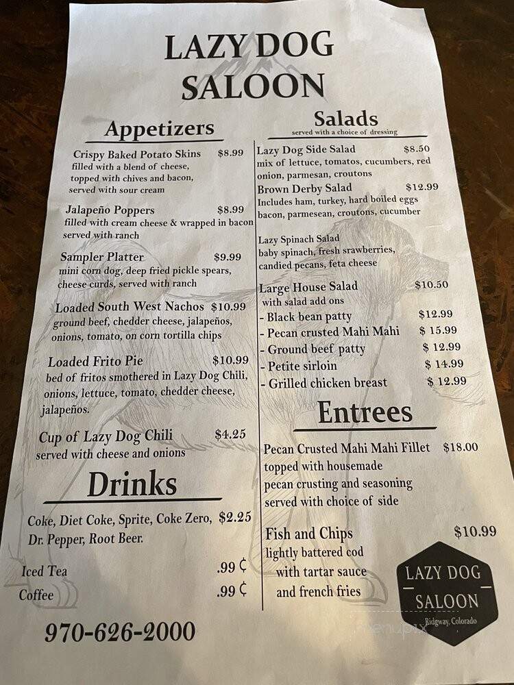 Lazy Dog Saloon - Ridgway, CO menu_pic
