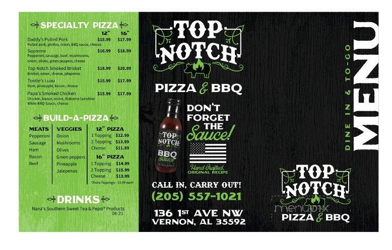 Top-Notch Pizza and BBQ - Vernon, AL