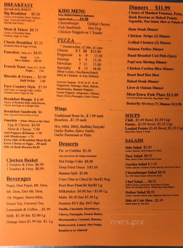 Mona Lisa's Restaurant - Mowrystown, OH menu_pic