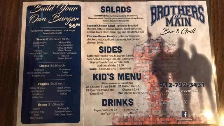 Brothers On Main Bar & Grill - Carroll, IA menu_pic