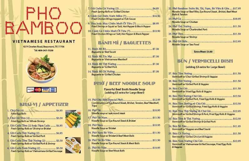 Pho Bamboo - Beaumont, TX menu_pic