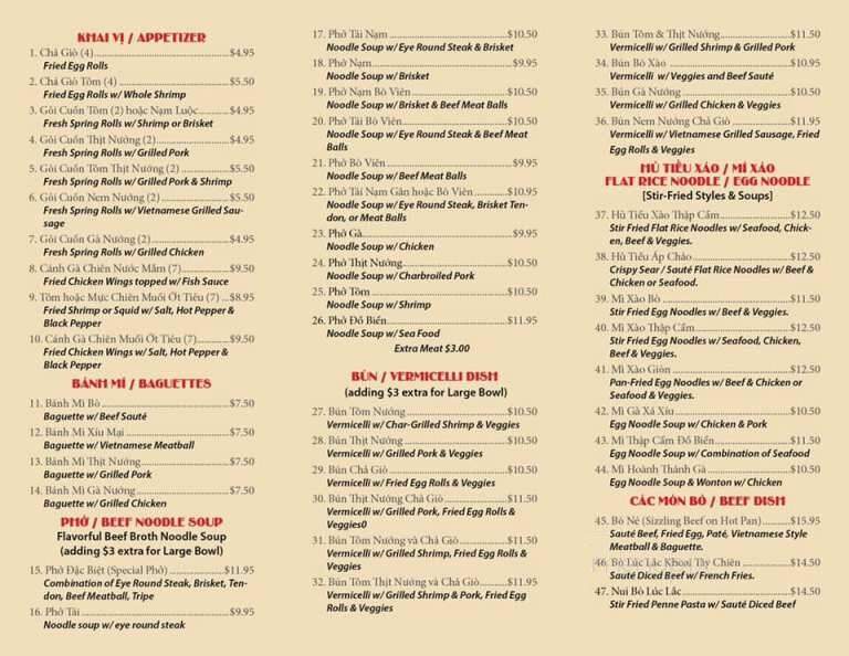 Pho Bamboo - Beaumont, TX menu_pic