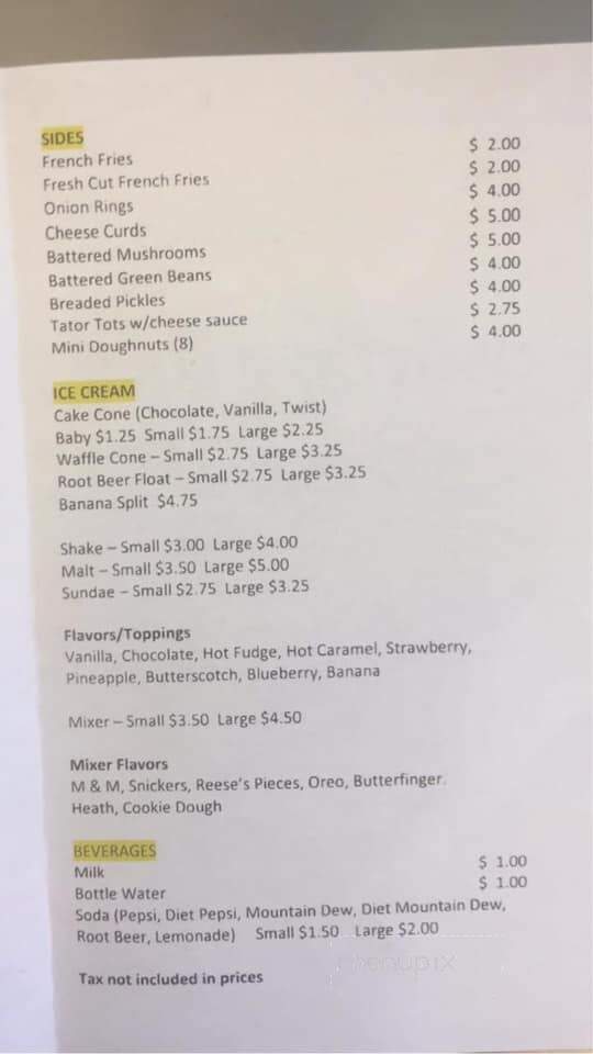 Holly's Drive In - Danbury, WI menu_pic