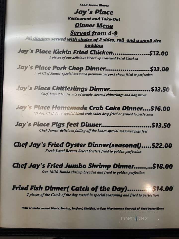 Jay's Place Restaurant and Takeout - Hague, VA
