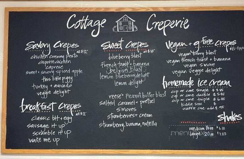 Cottage Creperie - Gettysburg, PA menu_pic
