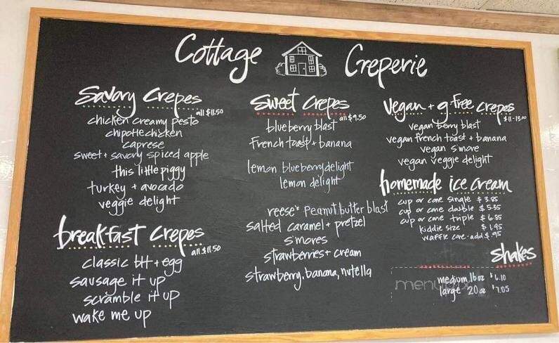 Cottage Creperie - Gettysburg, PA menu_pic