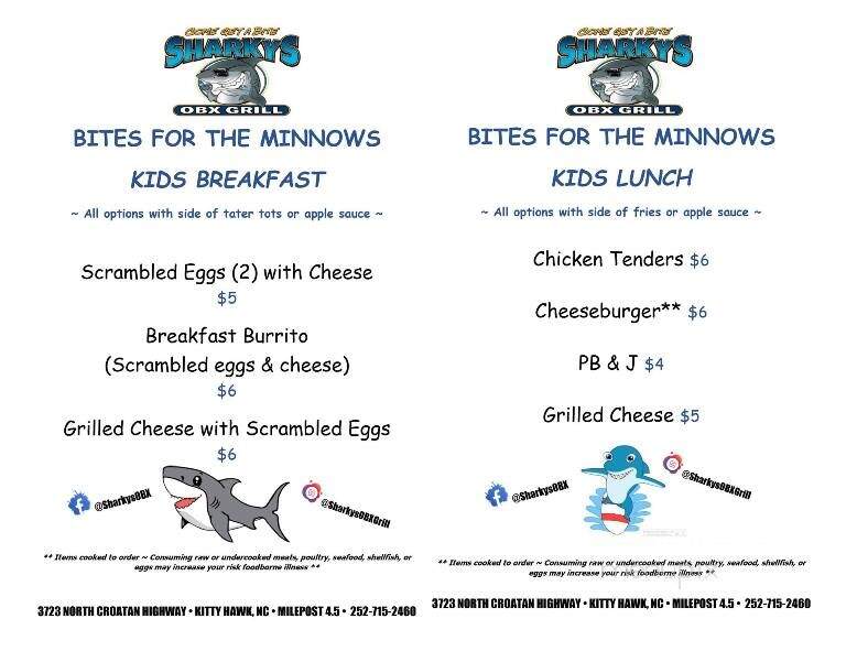 Sharky's OBX Grill - Kitty Hawk, NC menu_pic
