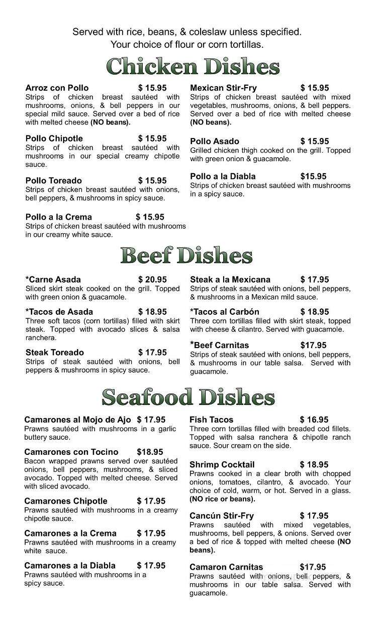 El Torito Bar & Grill - Omak, WA menu_pic