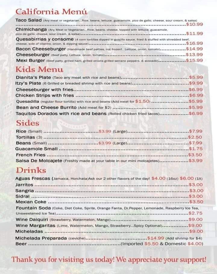 La Chilanguita Mexican Restaurant - Clearlake, CA menu_pic