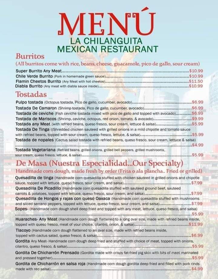 La Chilanguita Mexican Restaurant - Clearlake, CA menu_pic