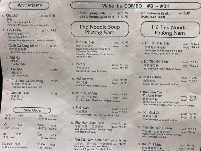Bun Rieu Phuong Nam - Burnaby, BC menu_pic