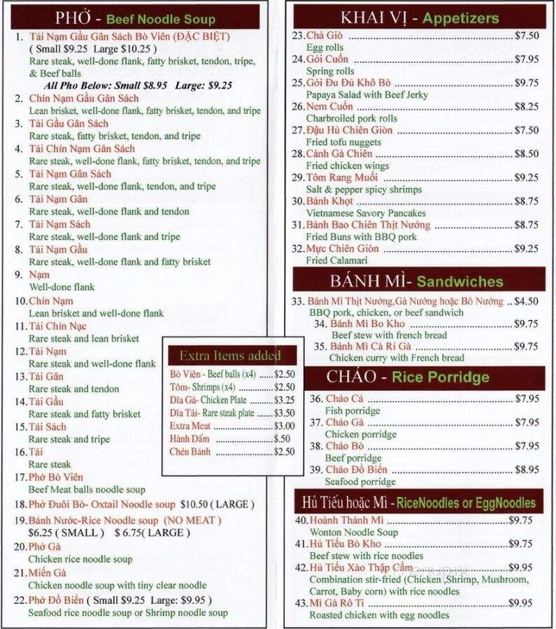 Pho Long - Colton, CA menu_pic