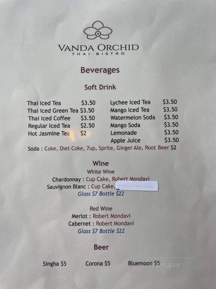 Vanda Orchid Thai Bistro - Dixon, CA menu_pic