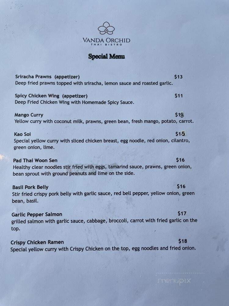 Vanda Orchid Thai Bistro - Dixon, CA menu_pic