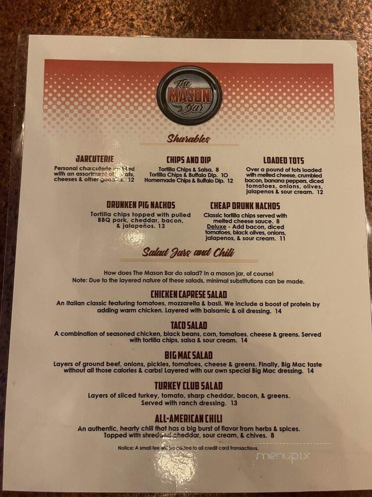 The Mason Bar - Murphy, NC menu_pic