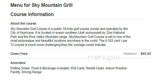 Sky Mountain Grill - Hurricane, UT menu_pic