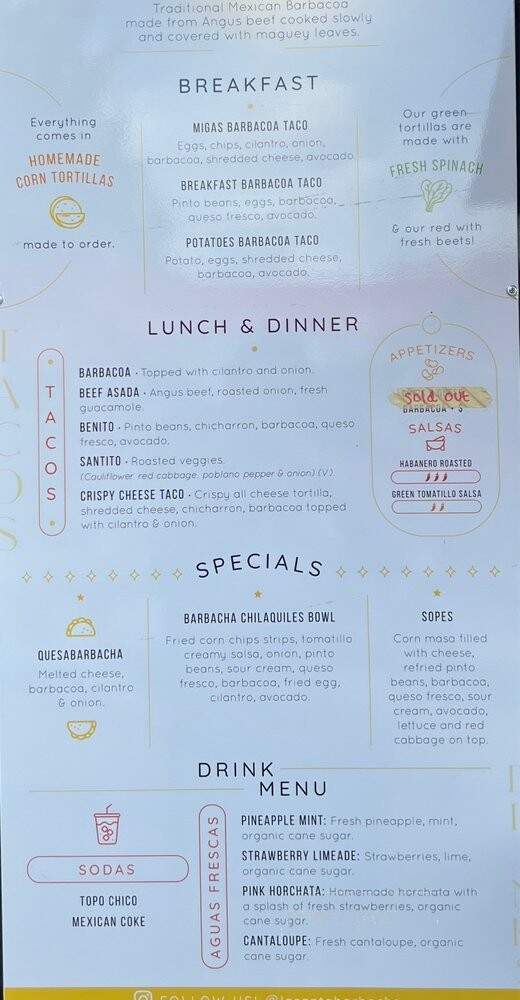 La Santa Barbacha - Austin, TX menu_pic