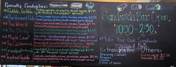 The Corner Market Deli - South Londonderry, VT menu_pic