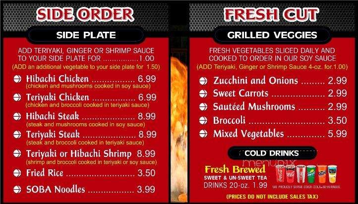 Nagano Japanese Grill - Sevierville, TN menu_pic