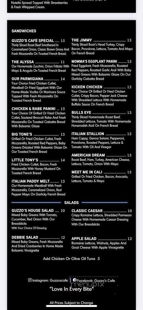 Guzzo's Cafe & Bakery - Marlboro, NJ menu_pic