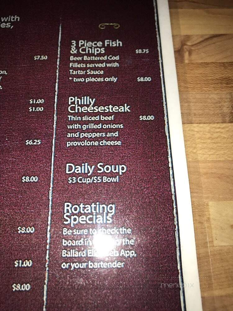 Ballard Elks Lodge 827 - Seattle, WA menu_pic
