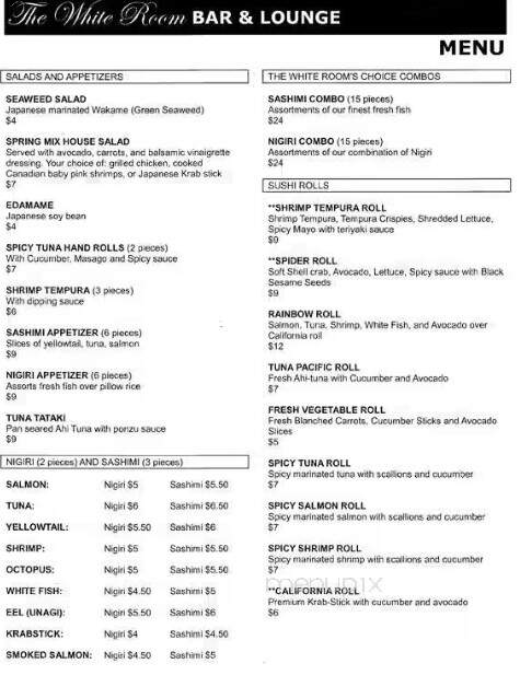 The White Room & Lounge - Land o' Lakes,, FL menu_pic