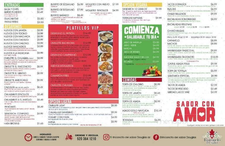 El Rinconcito Del Sabor - Douglas, AZ menu_pic