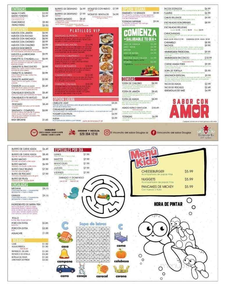 El Rinconcito Del Sabor - Douglas, AZ menu_pic