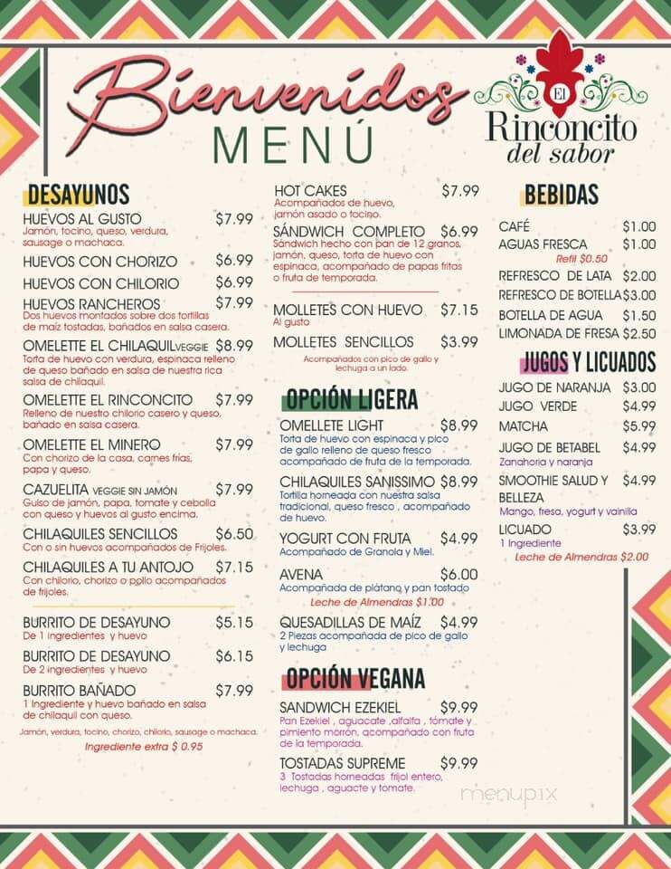 El Rinconcito Del Sabor - Douglas, AZ menu_pic