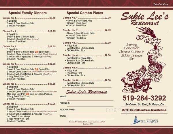 Sukie Lee's Restaurant - Saint Marys, ON