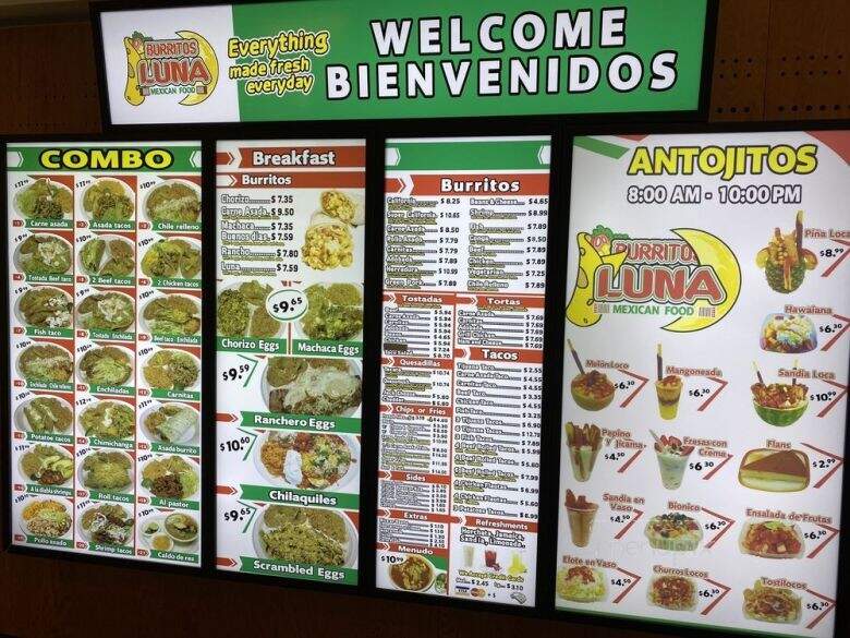Burritos Luna - Fallbrook, CA menu_pic