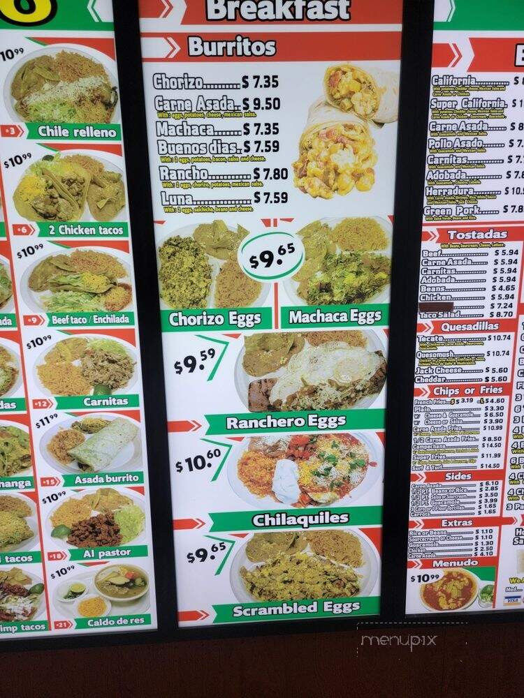 Burritos Luna - Fallbrook, CA menu_pic