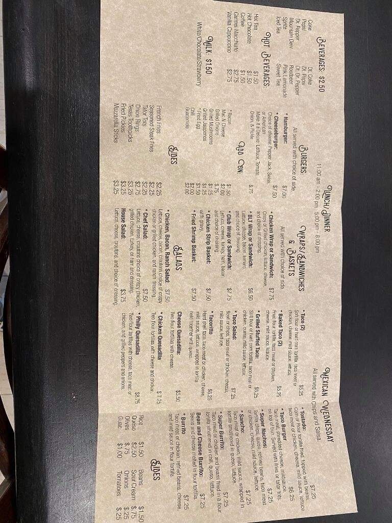 Camie's Vintage Diner - Gove, KS menu_pic