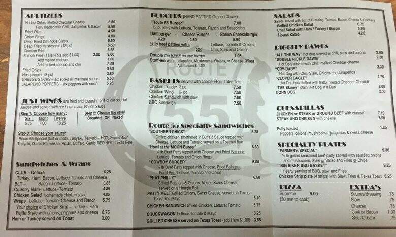 Route 55 Country Store and Grill - Clover, SC menu_pic