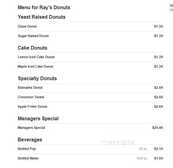 Ray's Donuts - Canton, GA menu_pic