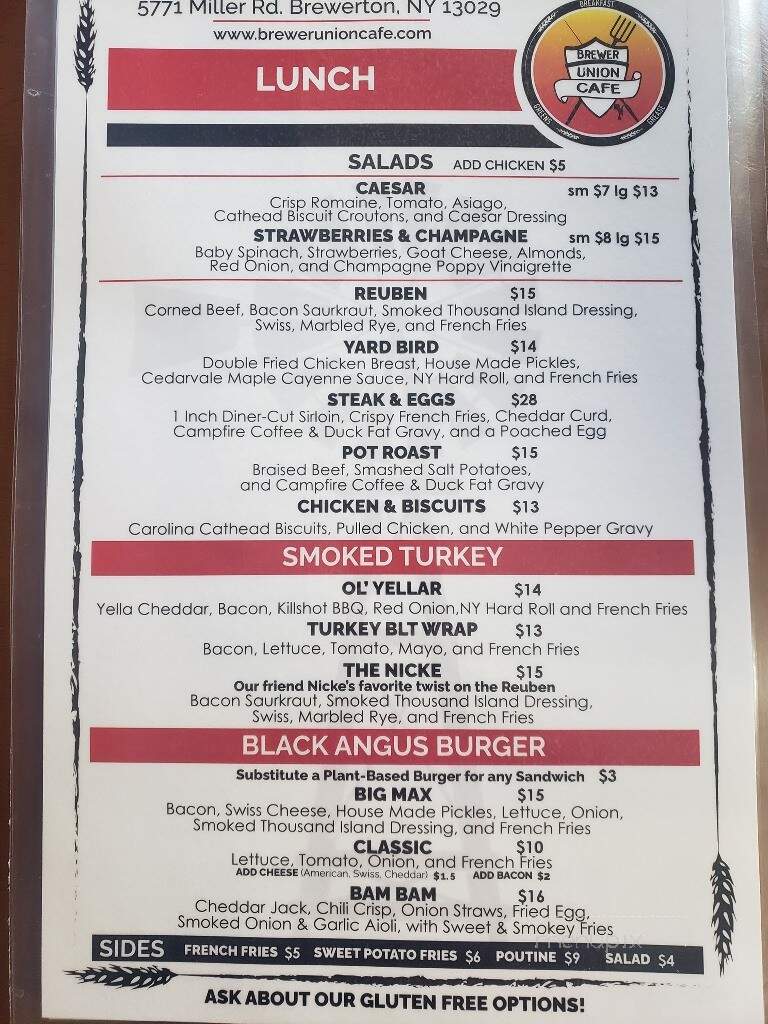 Brewer Union Cafe - Brewerton, NY menu_pic