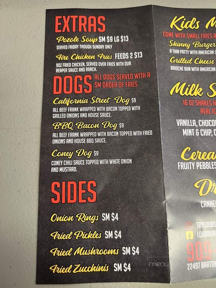 Loud Burger - Grand Terrace, CA menu_pic
