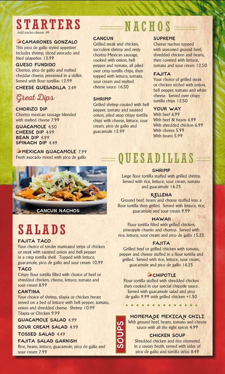 Cancun Mexican Restaurant 2 - Linden, MI menu_pic
