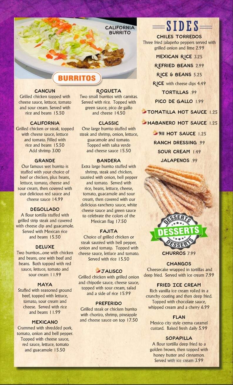 Cancun Mexican Restaurant 2 - Linden, MI menu_pic