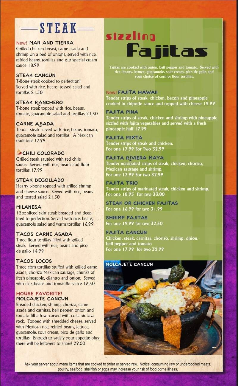 Cancun Mexican Restaurant 2 - Linden, MI menu_pic