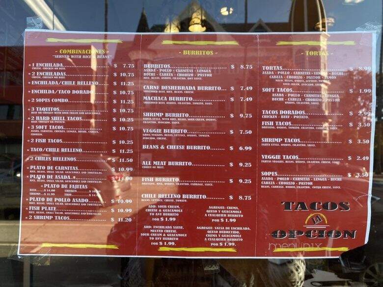 Tacos La Opcion - Los Angeles, CA menu_pic