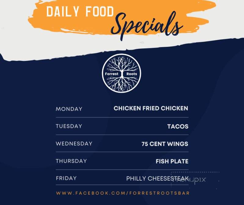Forrest Roots Bar, Grill & Bottle Shop - Holcomb, MO menu_pic