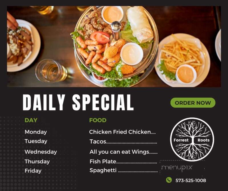 Forrest Roots Bar, Grill & Bottle Shop - Holcomb, MO menu_pic