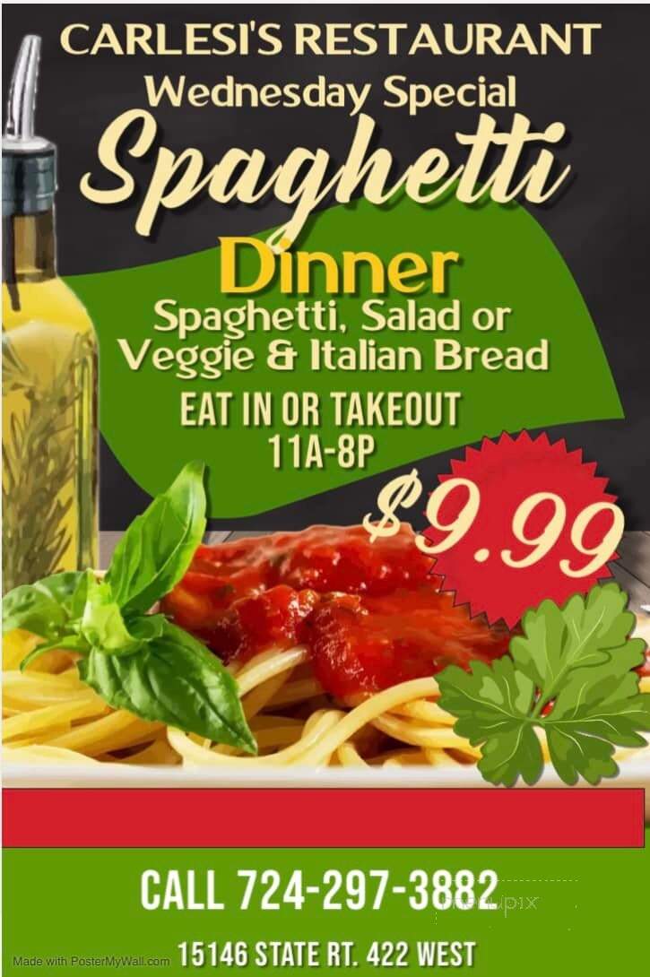 Carlesi's Restaurant & Pizza - Worthington, PA menu_pic