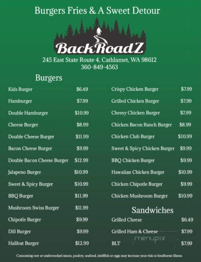 BackRoadZ - Cathlamet, WA menu_pic