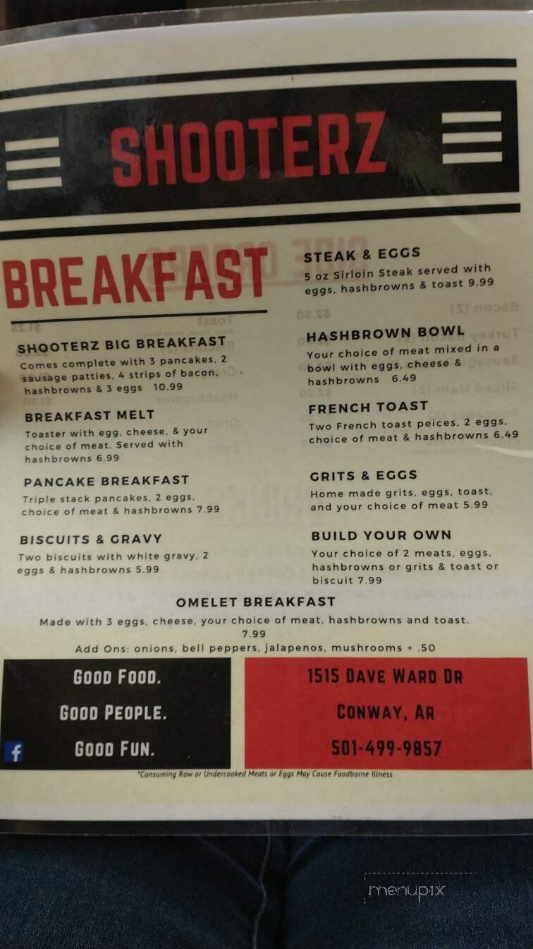 Shooterz - Conway, AR menu_pic